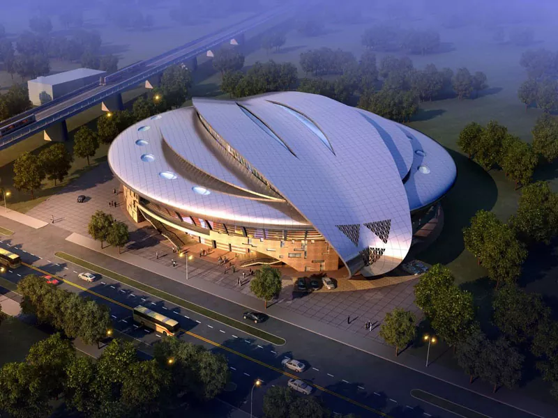 Előcsatlakozó stadion felépítése acélszerkezetgel